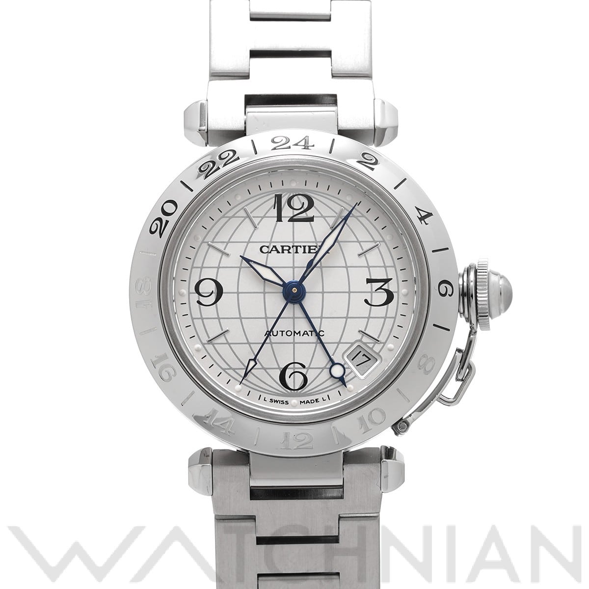 カルティエ パシャ C メリディアン GMT W31078M7 シルバー ユニセックス 時計 【中古】【wristwatch】