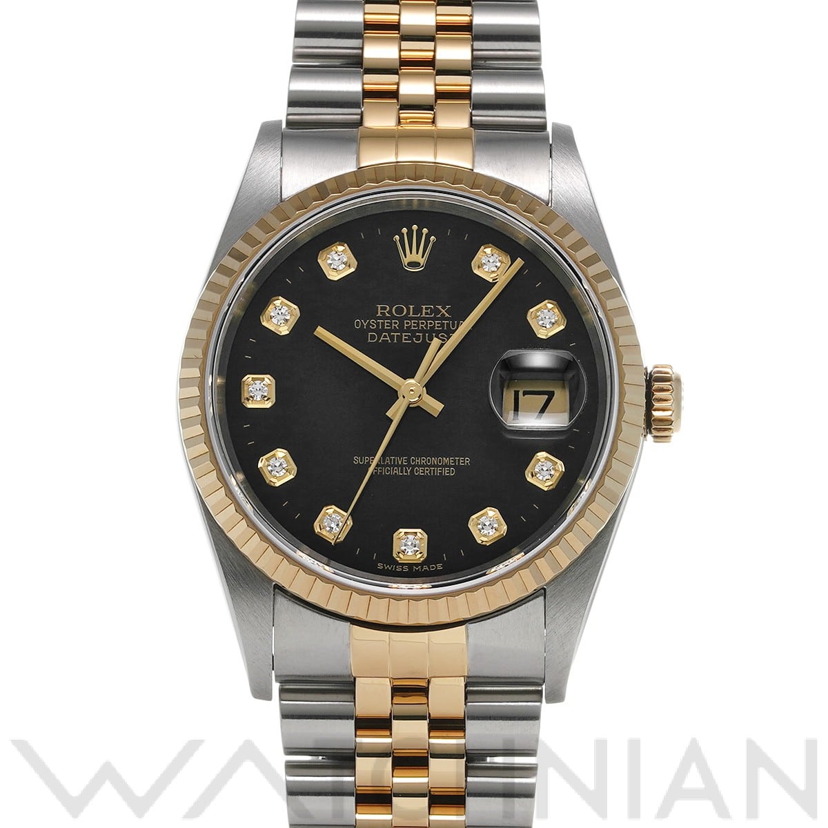 ロレックス デイトジャスト 16233G ブラック/ダイヤモンド メンズ 時計 【中古】【wristwatch】