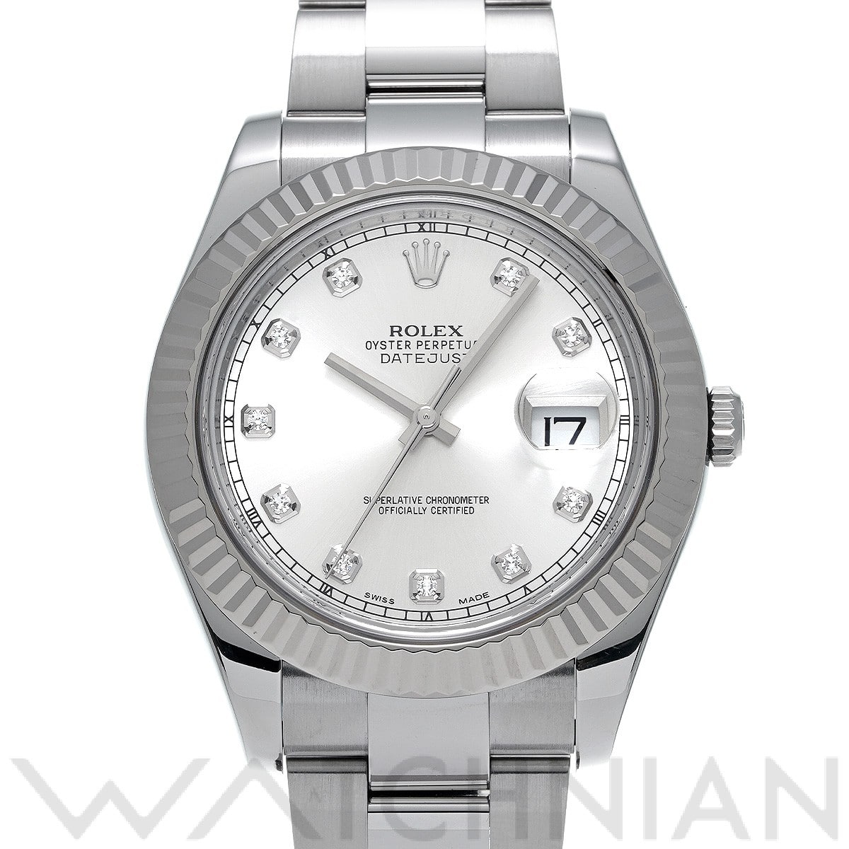 ロレックス デイトジャスト II 116334G シルバー/ダイヤモンド メンズ 時計 【中古】【wristwatch】