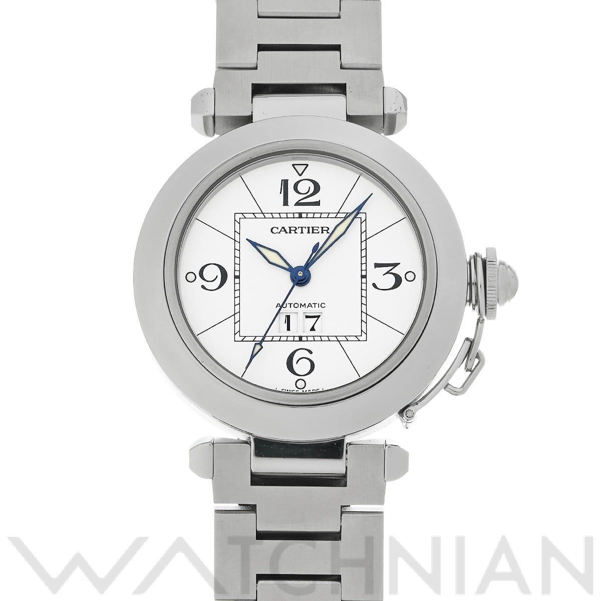 カルティエ パシャC ビッグデイト W31055M7 ホワイト ユニセックス 時計 【中古】【wristwatch】