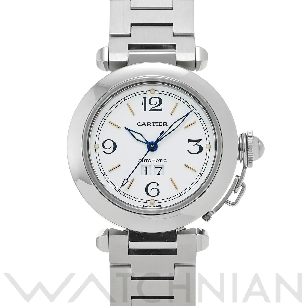 カルティエ パシャC ビッグデイト W31044M7 ホワイト ユニセックス 時計 【中古】【wristwatch】