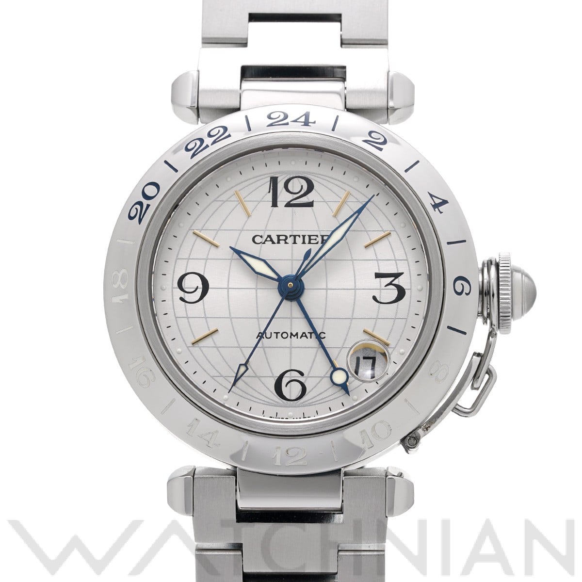 カルティエ パシャC メリディアン GMT W31029M7 シルバー ユニセックス 時計 【中古】【wristwatch】