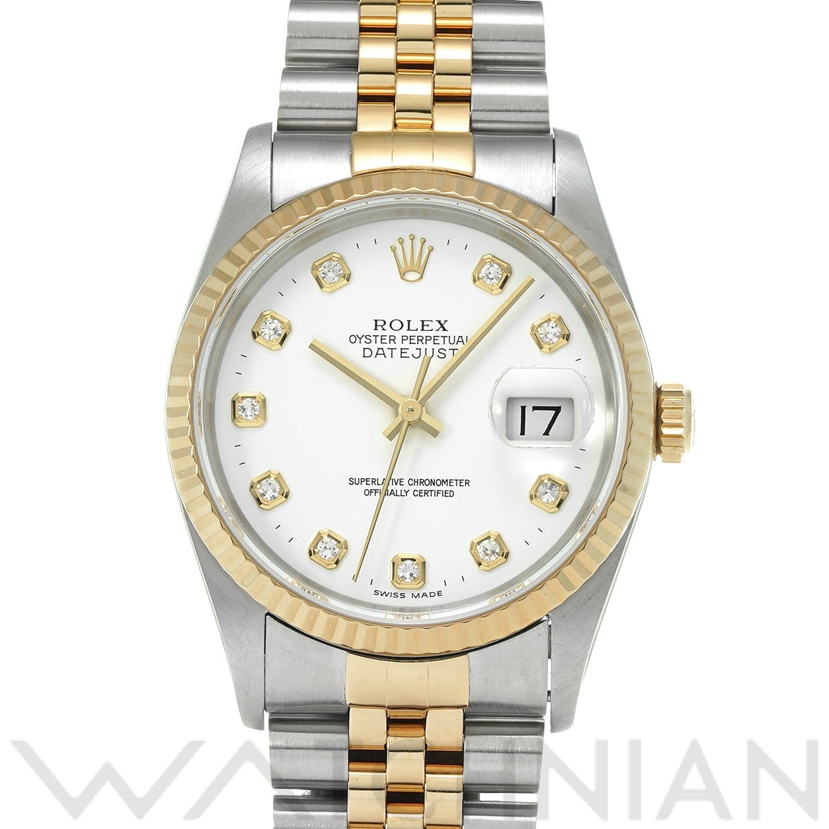 ロレックス デイトジャスト 16233G ホワイト/ダイヤモンド メンズ 時計 【中古】【wristwatch】