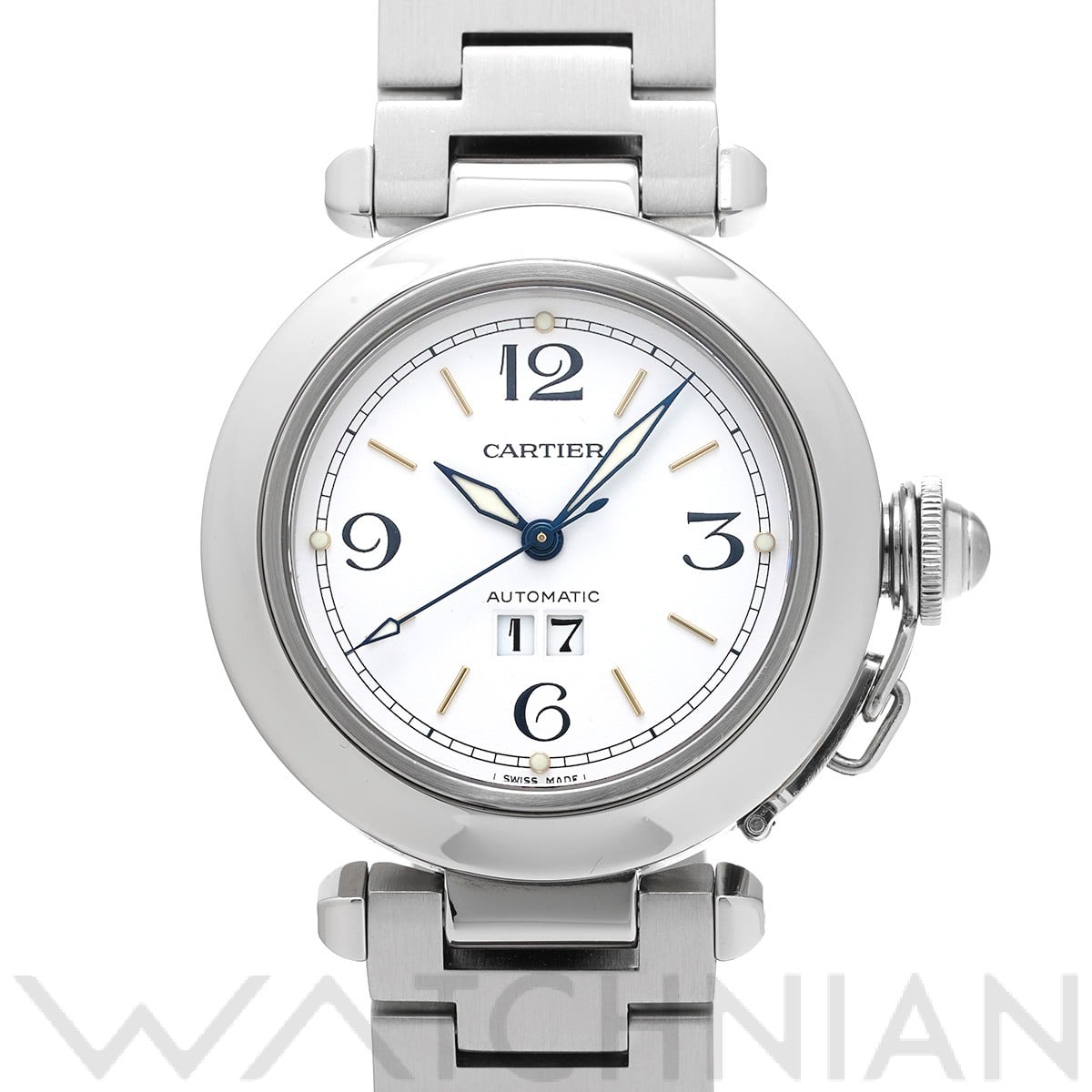 カルティエ パシャC ビッグデイト W31044M7 ホワイト ユニセックス 時計 【中古】【wristwatch】