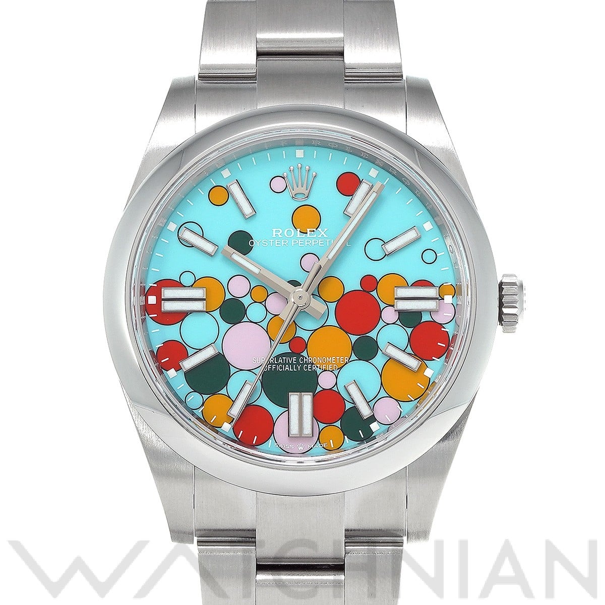 ロレックス オイスターパーペチュアル 41 124300 ターコイズブルー セレブレーションモチーフ メンズ 時計 【中古】【wristwatch】