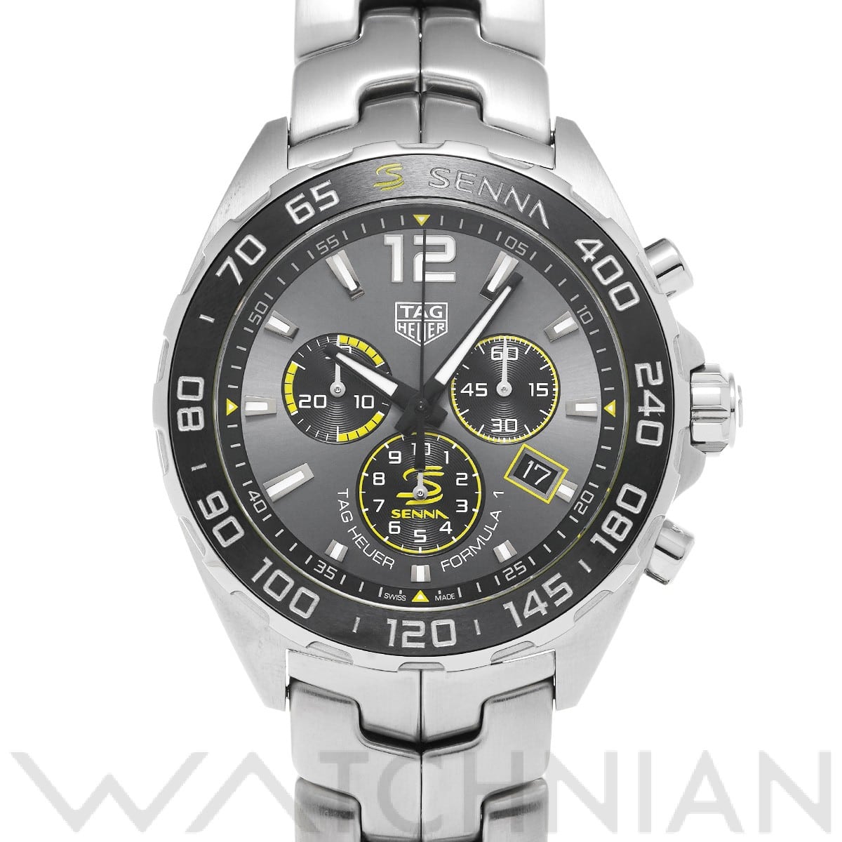 タグ ホイヤー フォーミュラ1 クォーツ クロノグラフ アイルトン・セナ CAZ101AF.BA0637 グレー/ブラック メンズ 時計 【中古】【wristwatch】