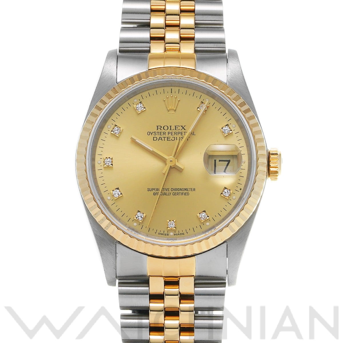 ロレックス デイトジャスト 16233G シャンパン/ダイヤモンド メンズ 時計 【中古】【wristwatch】