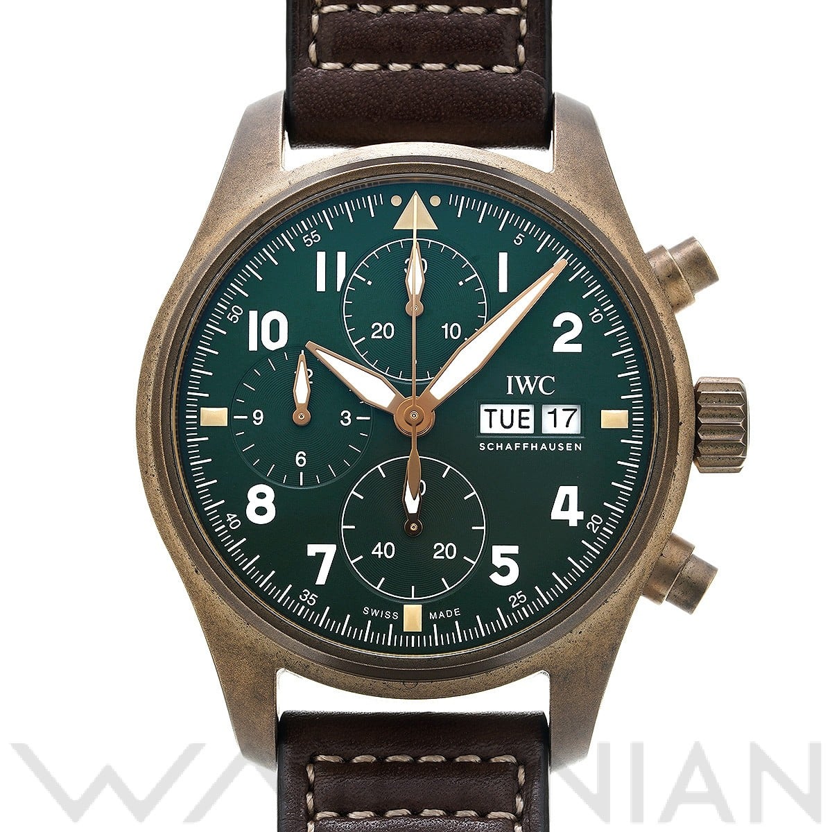 IWC パイロットウォッチ クロノグラフ スピットファイア IW387902 グリーン メンズ 時計 【中古】【wristwatch】