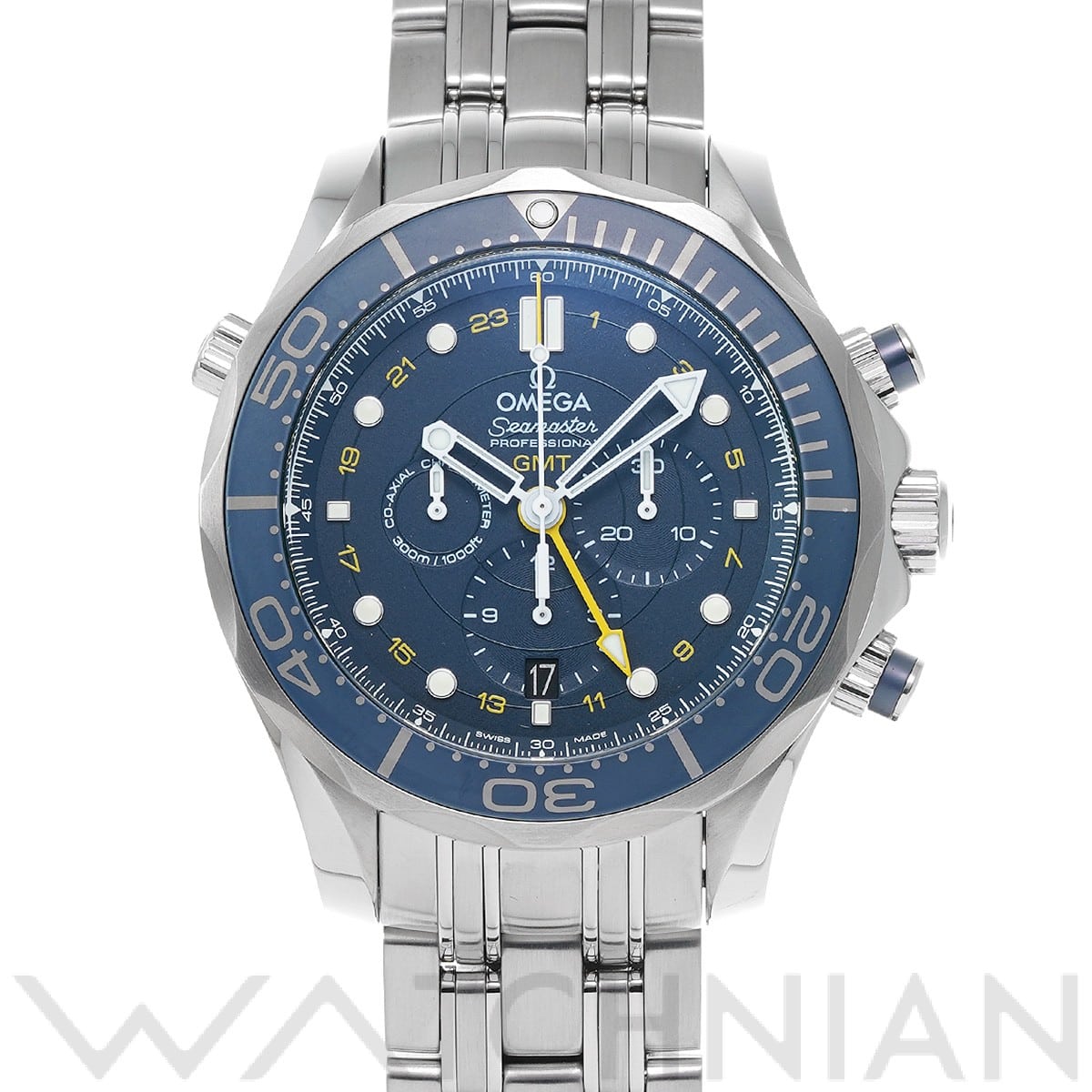 オメガ シーマスター 300 コーアクシャル GMT クロノグラフ 212.30.44.52.03.001 ブルー メンズ 時計 【新品】【wristwatch】
