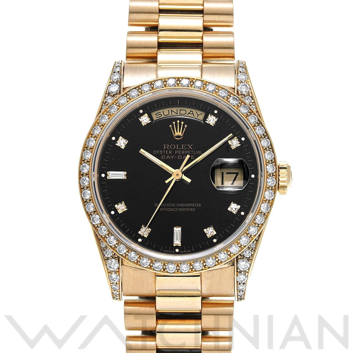 ロレックス デイデイト 18388A ブラック/ダイヤモンド メンズ 時計 【中古】【wristwatch】