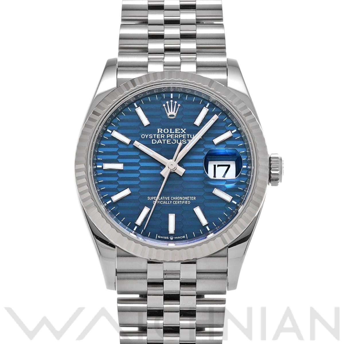 ロレックス デイトジャスト 36 126234 ブライトブルー フルーテッドモチーフ メンズ 時計 【中古】【wristwatch】