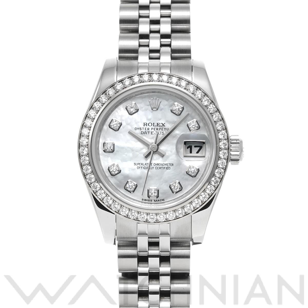 ロレックス デイトジャスト 179384NG ホワイトシェル/ダイヤモンド レディース 時計 【中古】【wristwatch】