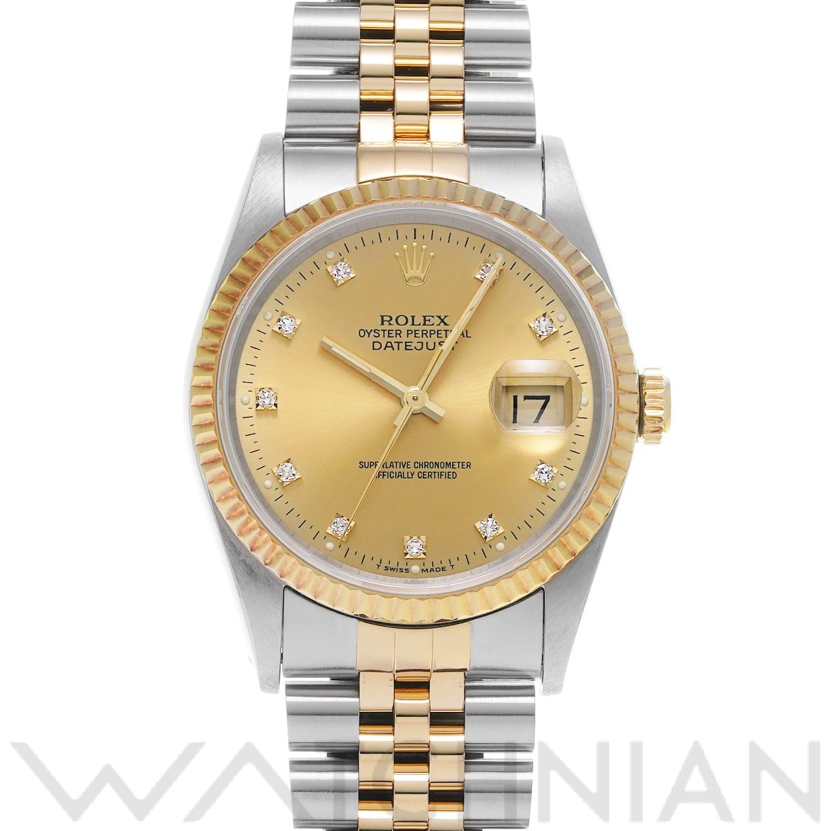 ロレックス デイトジャスト 16233G シャンパン/ダイヤモンド メンズ 時計 【中古】【wristwatch】