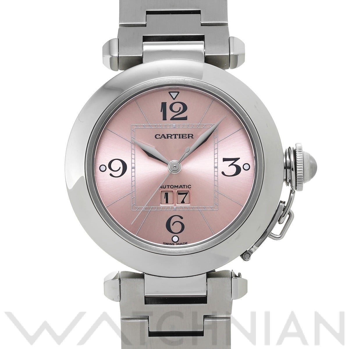 カルティエ パシャC ビッグデイト W31058M7 ピンク ユニセックス 時計 【中古】【wristwatch】