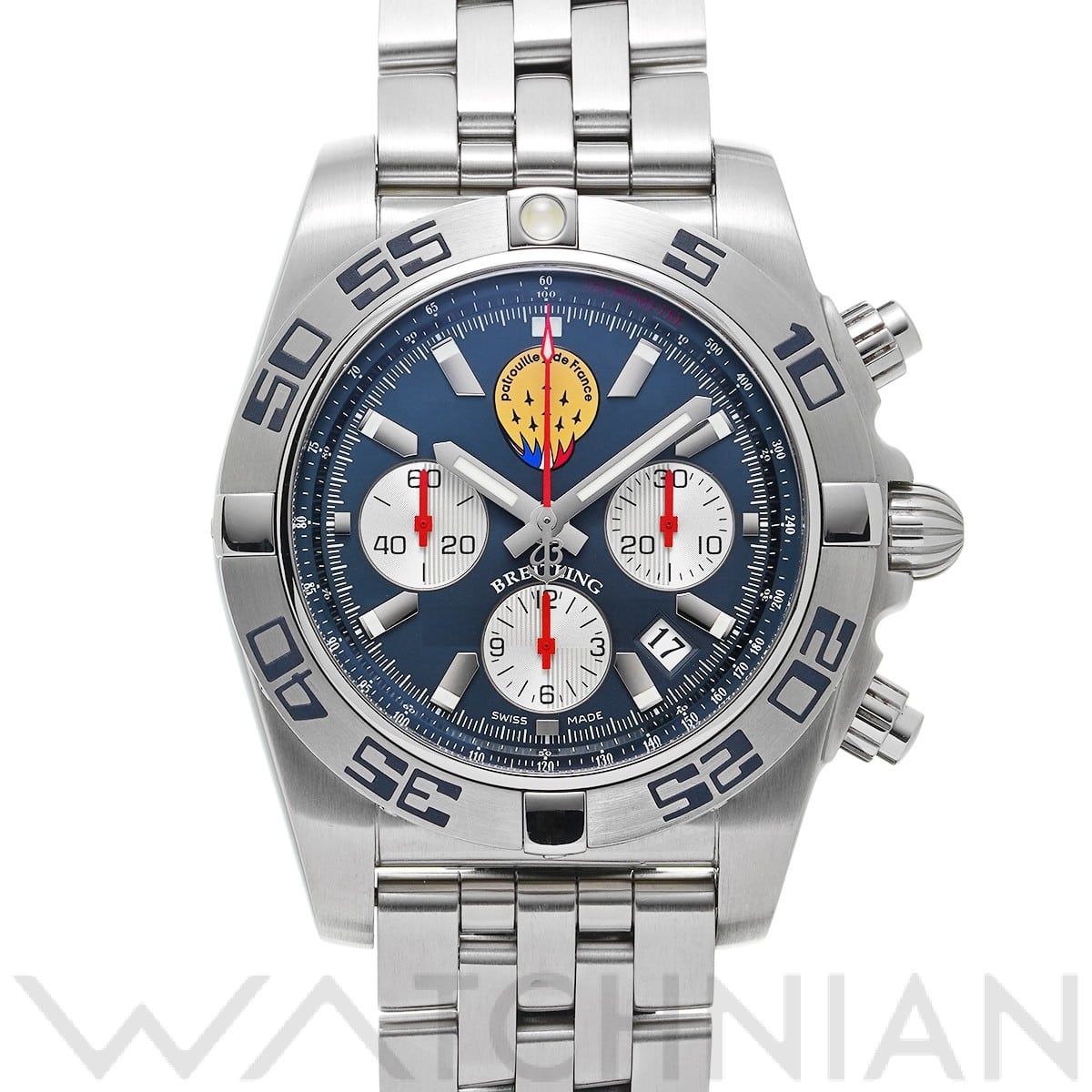 ブライトリング クロノマット 44 パトルーユ ド フランス A013CPFPS ブルー/シルバー メンズ 時計 【中古】【wristwatch】