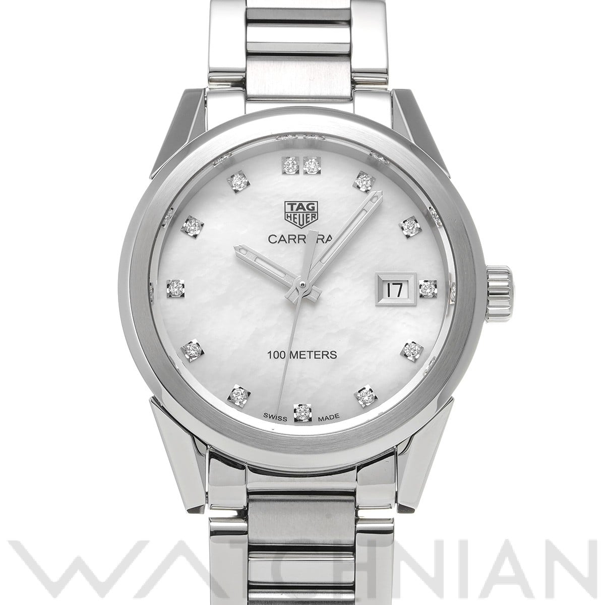 タグ ホイヤー カレラ クォーツ WBG1312.BA0758 ホワイトシェル/ダイヤモンド ユニセックス 時計 【中古】【wristwatch】