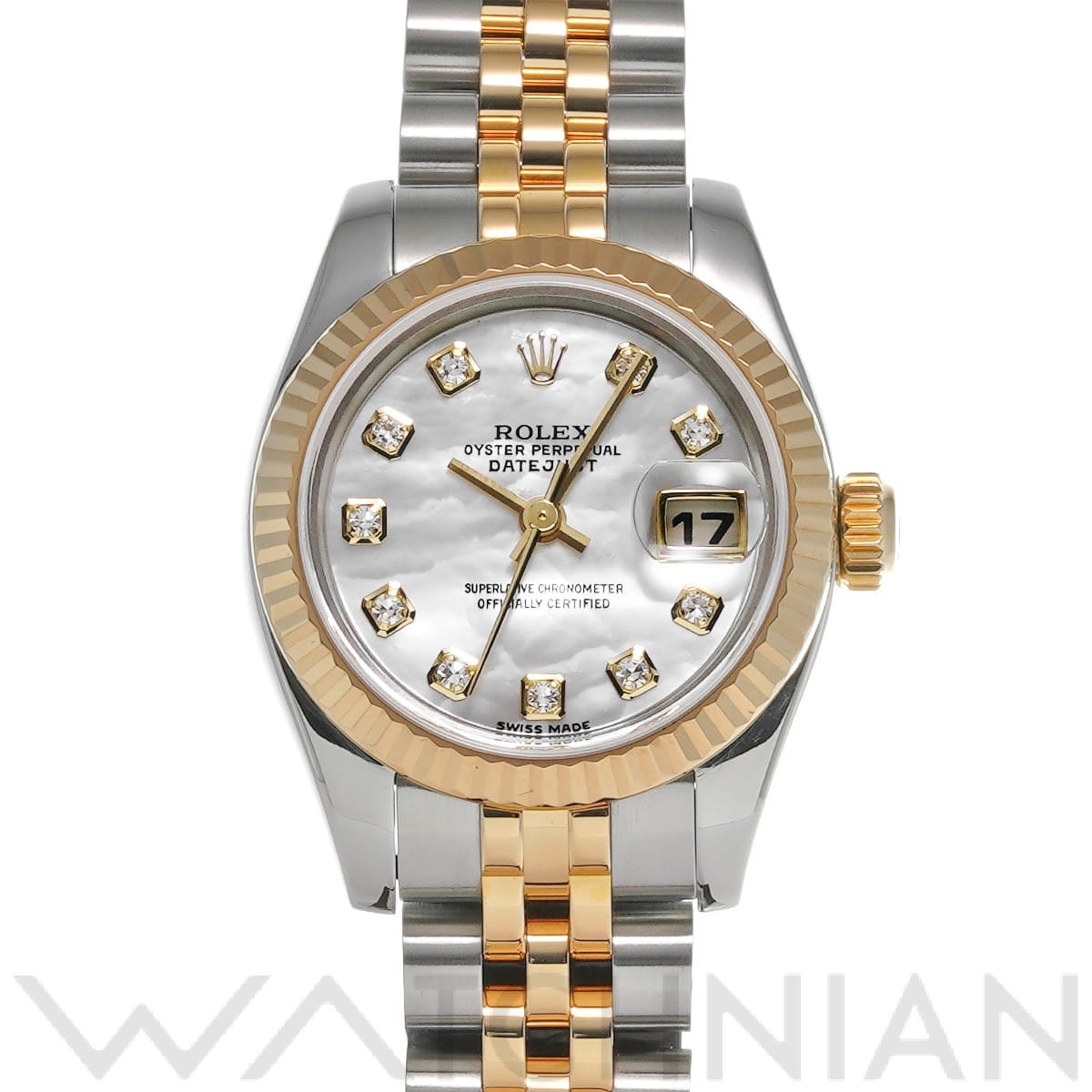 ロレックス レディ デイトジャスト 26 179173NG ホワイトシェル/ダイヤモンド レディース 時計 【中古】【wristwatch】