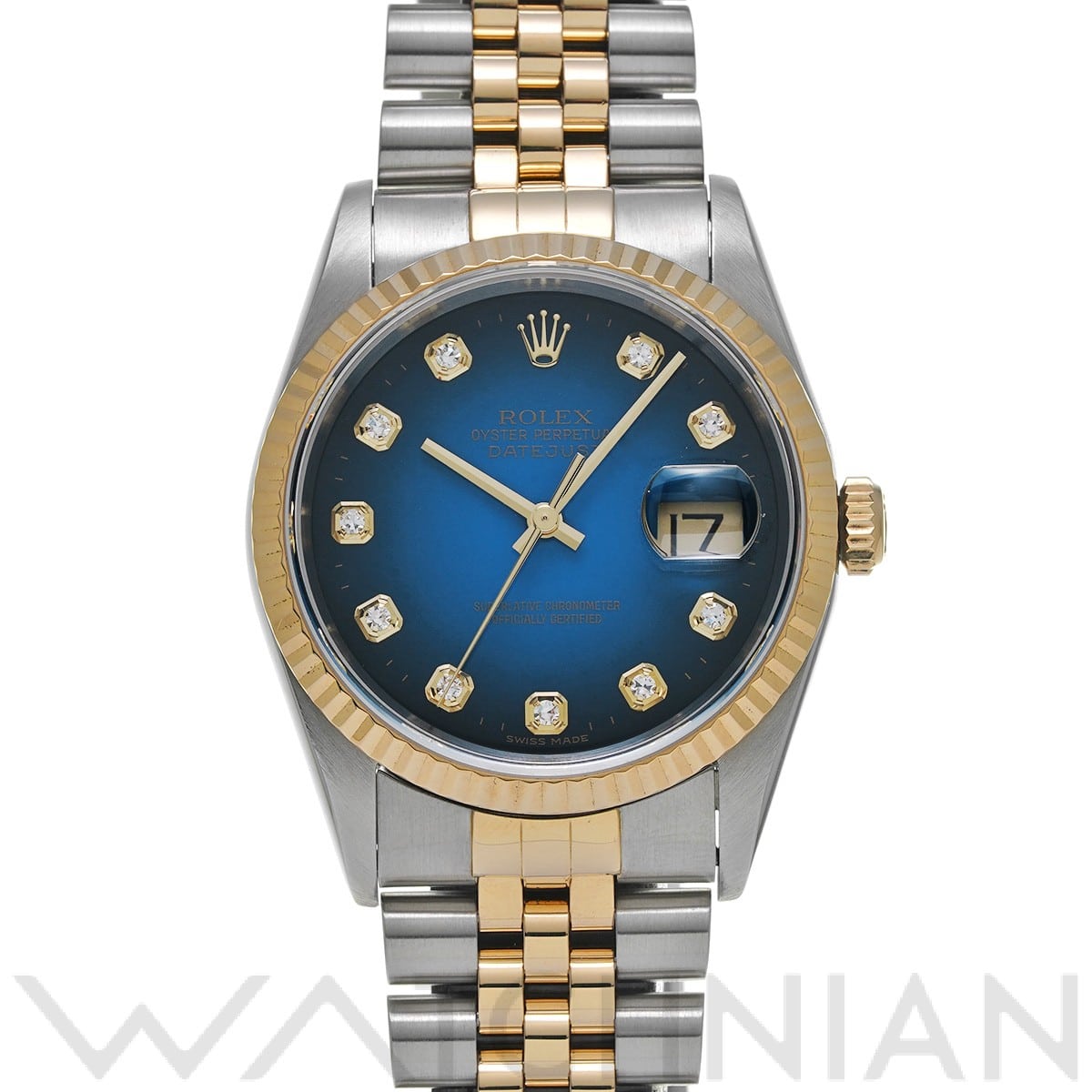 ロレックス デイトジャスト 16233G ブルー・グラデーション/ダイヤモンド メンズ 時計 【中古】【wristwatch】