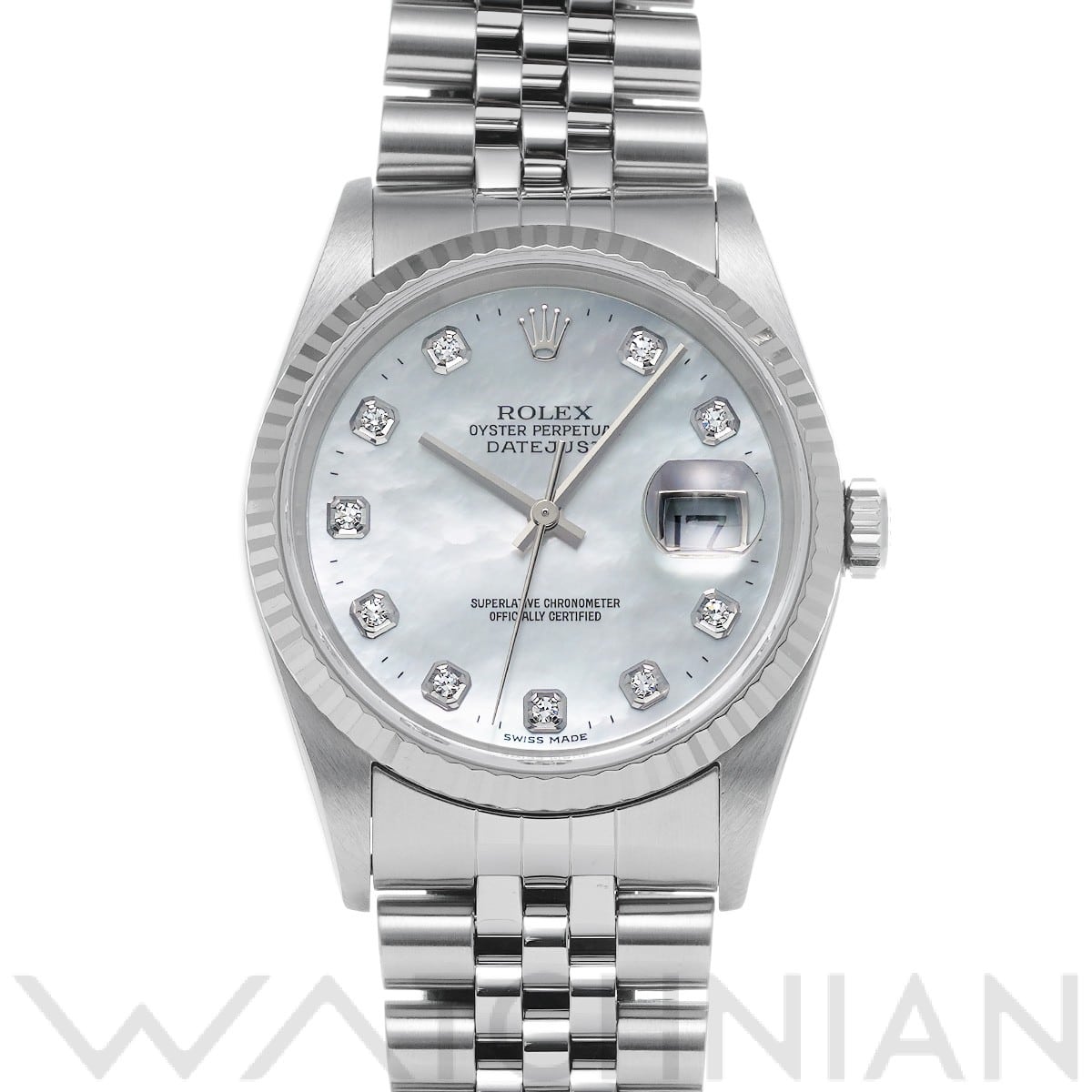 ロレックス デイトジャスト 16234NG ホワイトシェル/ダイヤモンド メンズ 時計 【中古】【wristwatch】