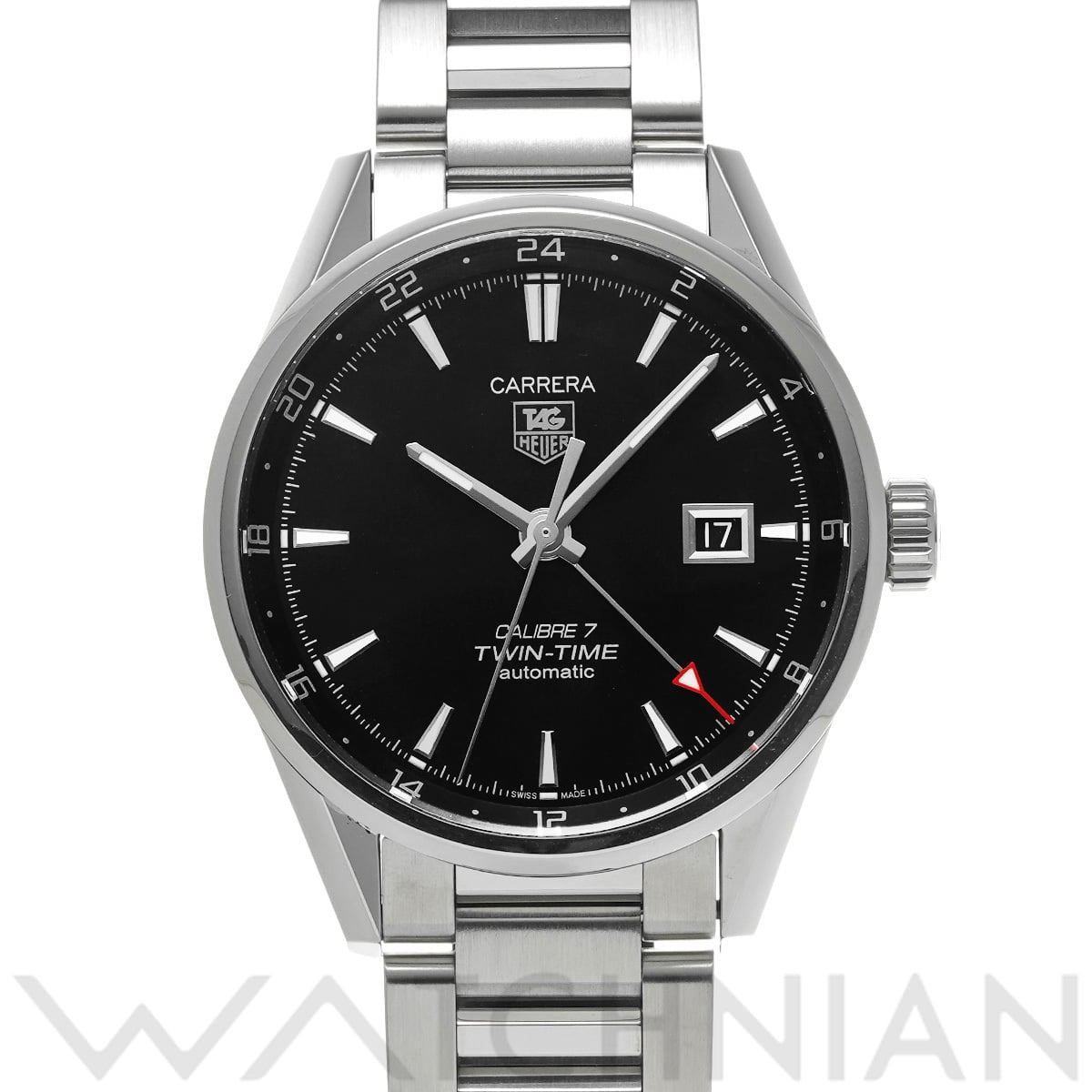 タグ ホイヤー カレラ キャリバー7 ツインタイム WAR2010.BA0723 ブラック メンズ 時計 【中古】【wristwatch】