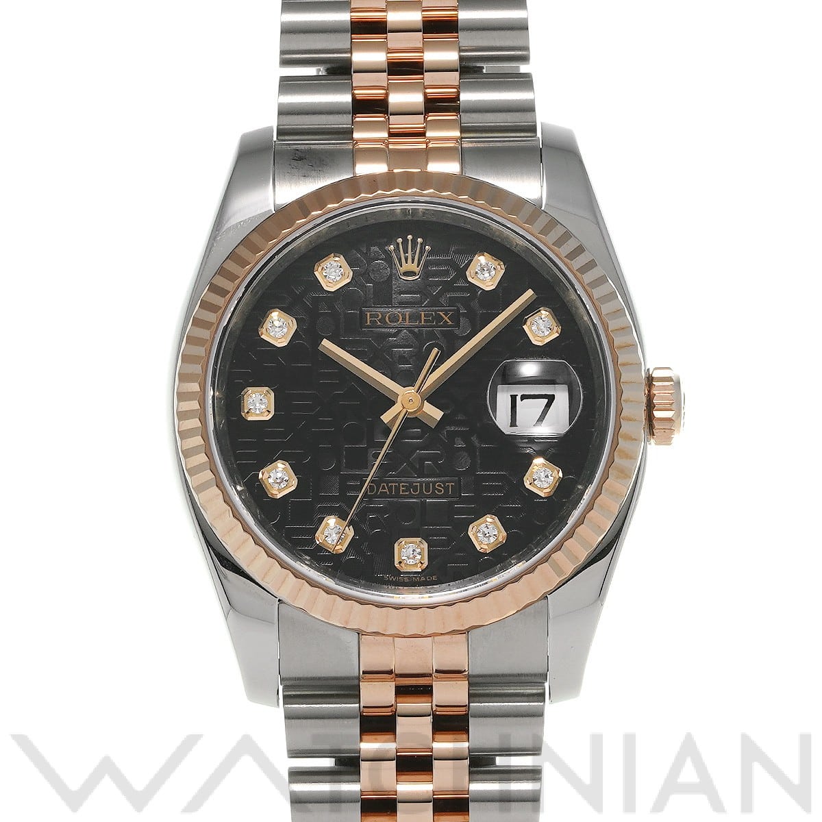 ロレックス デイトジャスト 36 116231G ブラックコンピュータ/ダイヤモンド メンズ 時計 【中古】【wristwatch】