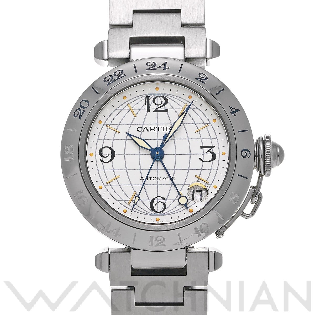 カルティエ パシャC メリディアン GMT W31029M7 シルバー ユニセックス 時計 【中古】【wristwatch】