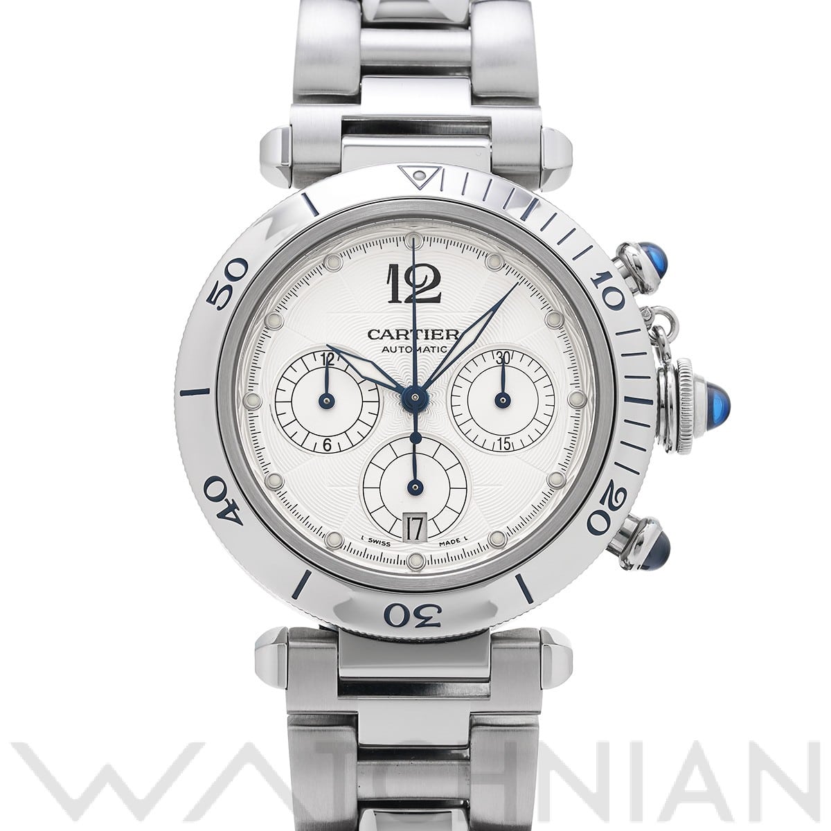 カルティエ パシャ ドゥ カルティエ クロノグラフ 38mm W31030H3 シルバー メンズ 時計 【中古】【wristwatch】