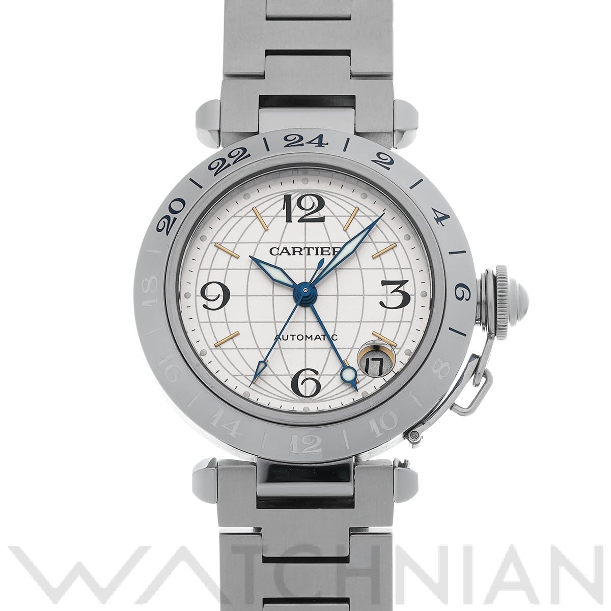 カルティエ パシャC メリディアン GMT W31029M7 シルバー ユニセックス 時計 【中古】【wristwatch】