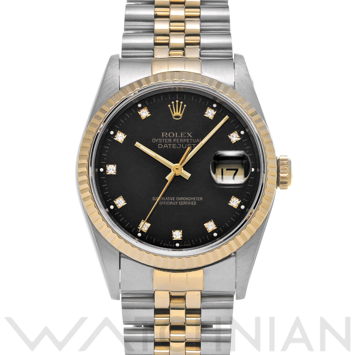 ロレックス デイトジャスト 16233G ブラック/ダイヤモンド メンズ 時計 【中古】【wristwatch】