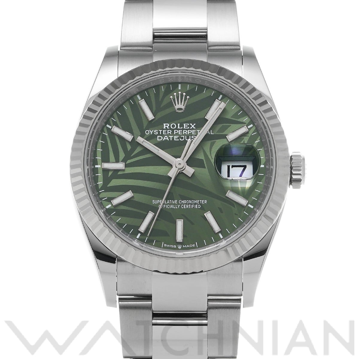 ロレックス デイトジャスト 36 126234 オリーブグリーン パームモチーフ メンズ 時計 【中古】【wristwatch】