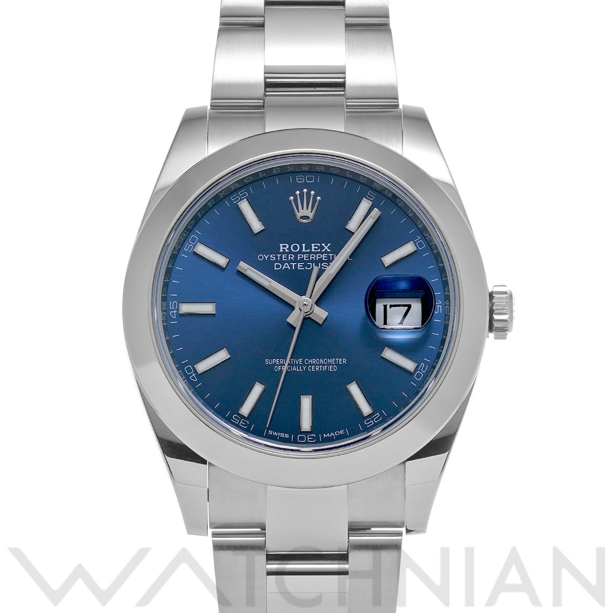 ロレックス デイトジャスト 41 126300 ブライトブルー メンズ 時計 【中古】【wristwatch】