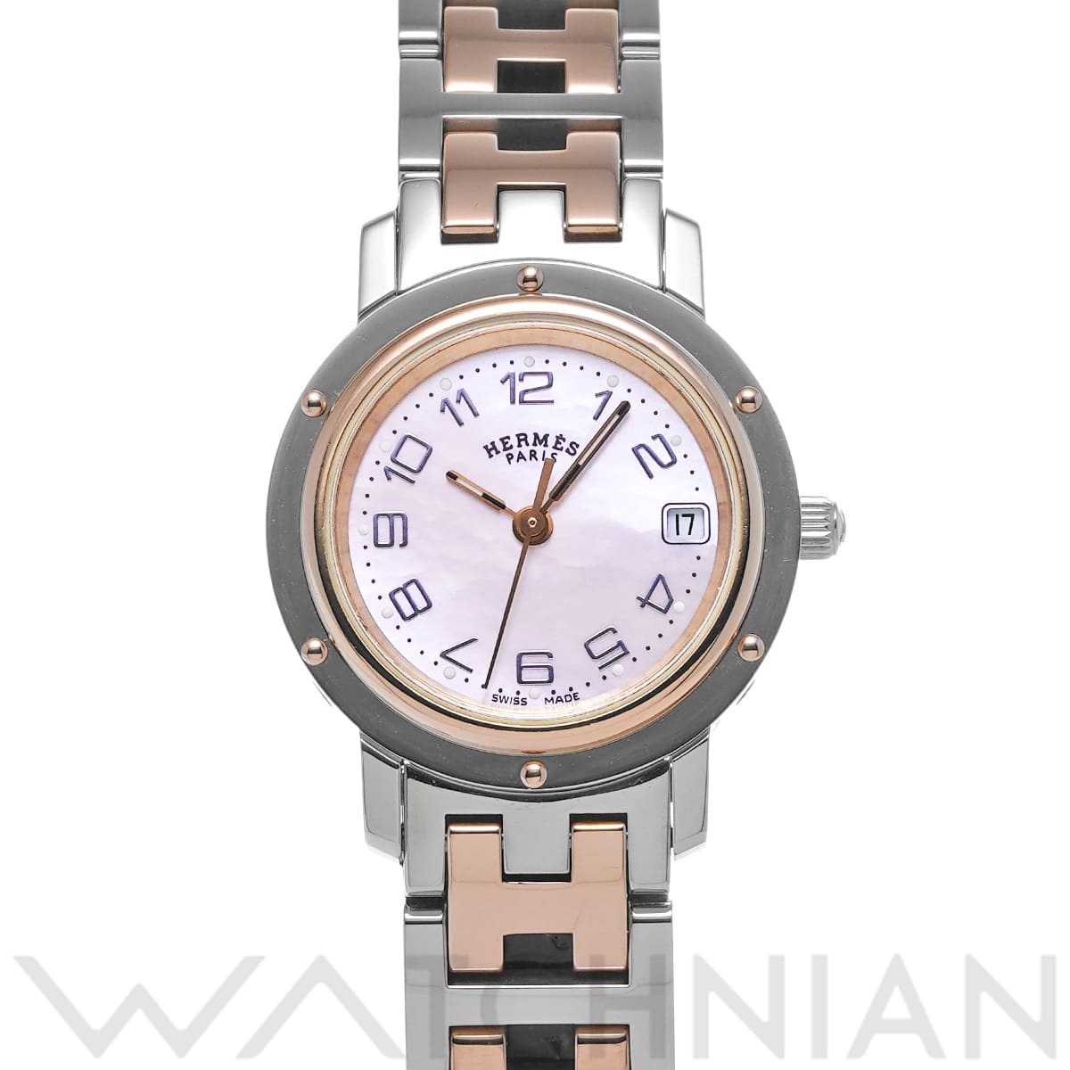 エルメス クリッパー ナクレ CL4.221 ピンクシェル レディース 時計 【中古】【wristwatch】