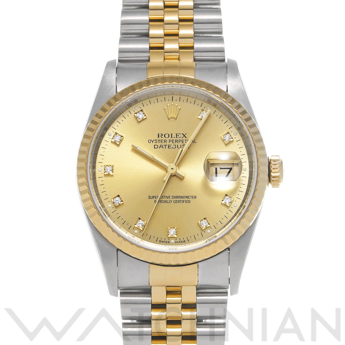 ロレックス デイトジャスト 16233G シャンパン/ダイヤモンド メンズ 時計 【中古】【wristwatch】