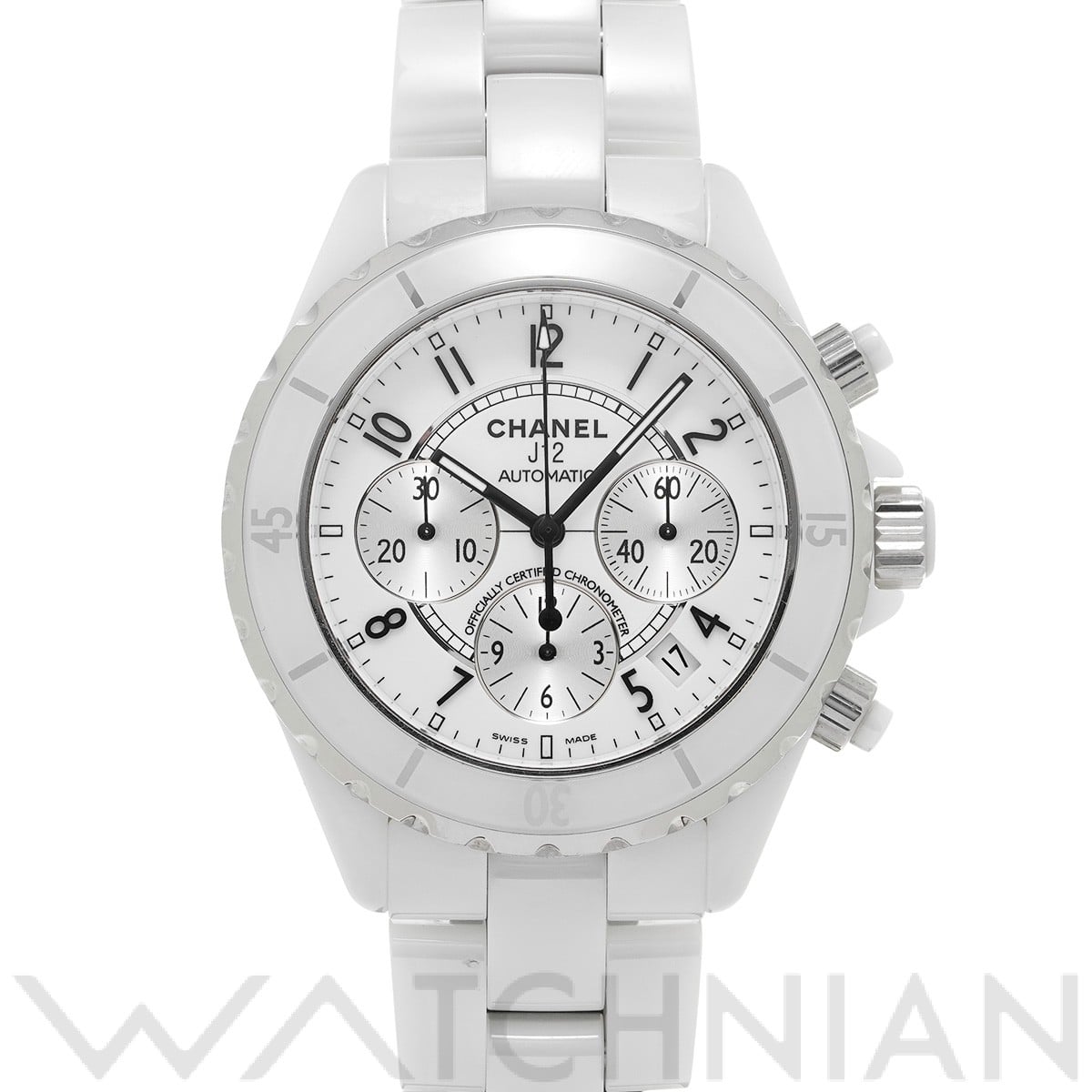 シャネル J12 クロノグラフ 41MM H1007 ホワイトラッカー/シルバー メンズ 時計 【中古】【wristwatch】
