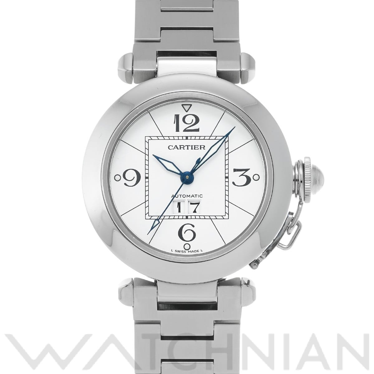 カルティエ パシャC ビッグデイト W31055M7 ホワイト ユニセックス 時計 【中古】【wristwatch】