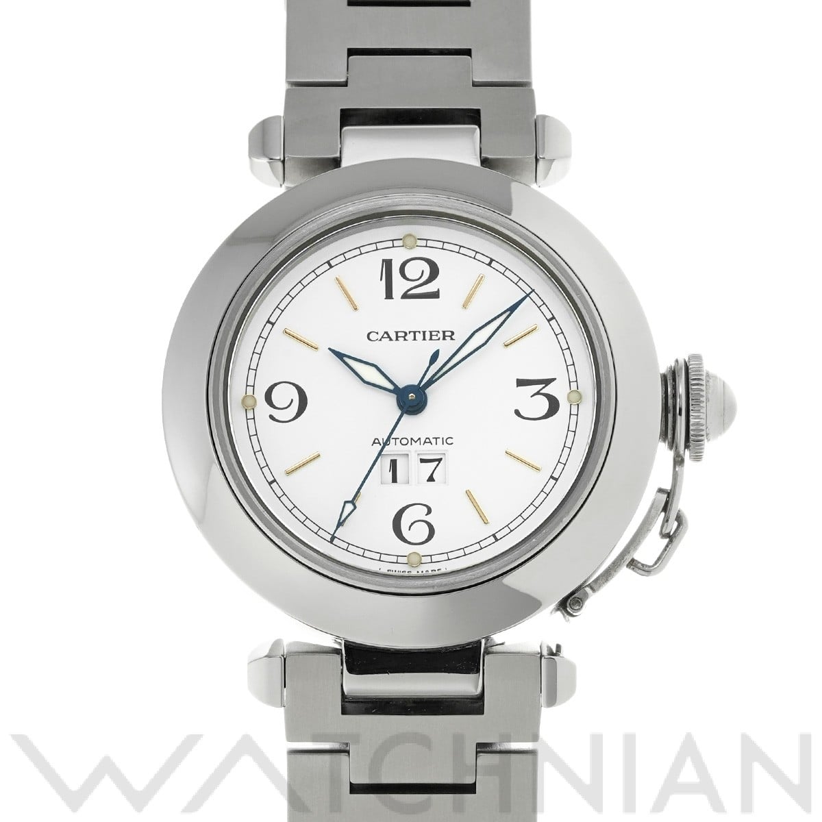 カルティエ パシャC ビッグデイト W31044M7 ホワイト ユニセックス 時計 【中古】【wristwatch】