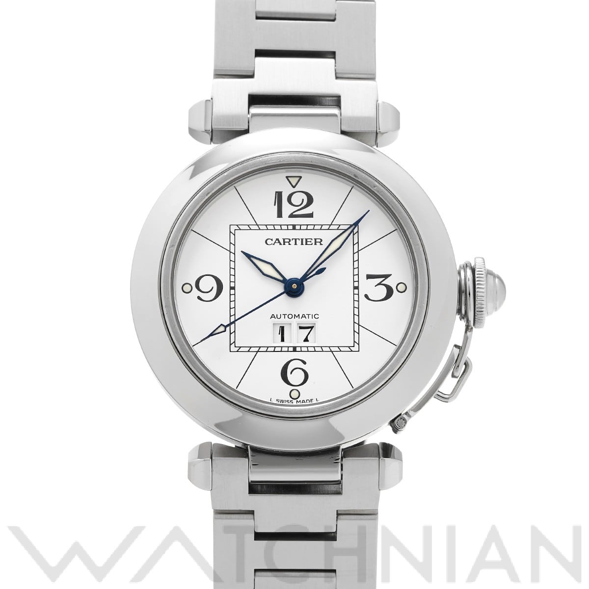 カルティエ パシャC ビッグデイト W31055M7 ホワイト ユニセックス 時計 【中古】【wristwatch】