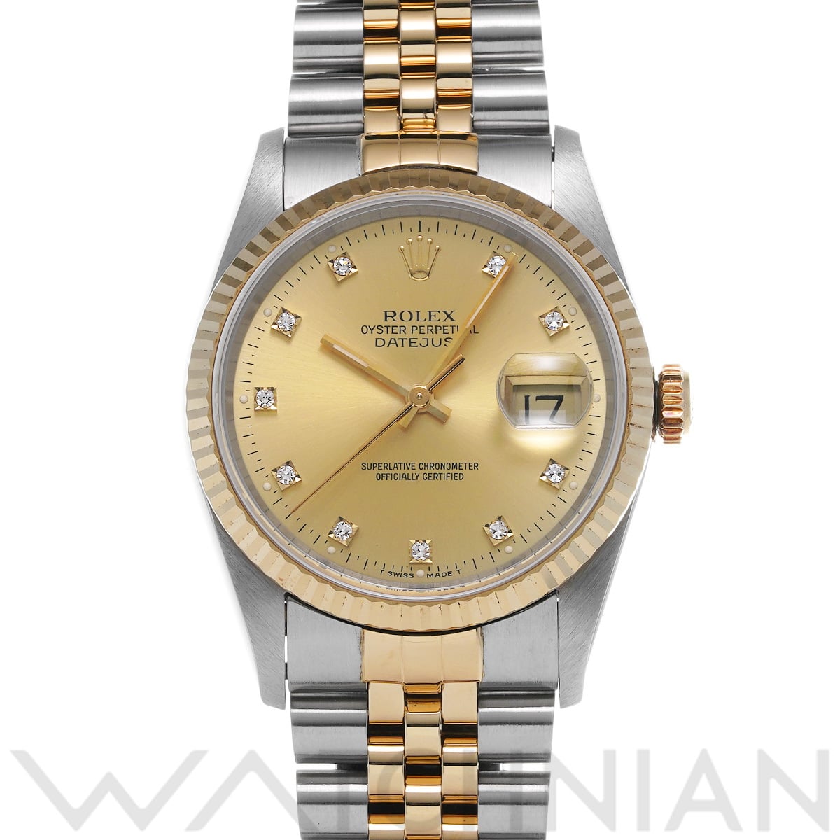 ロレックス デイトジャスト 16233G シャンパン/ダイヤモンド メンズ 時計 【中古】【wristwatch】