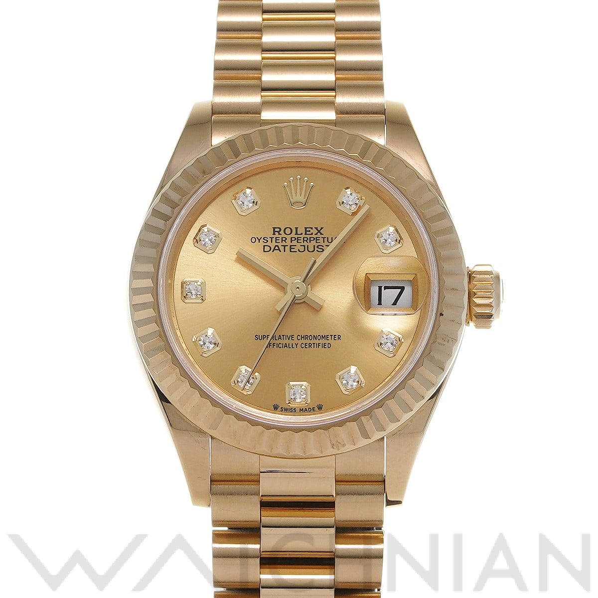 ロレックス レディ デイトジャスト 28 279178G シャンパン/ダイヤモンド レディース 時計 【中古】【wristwatch】