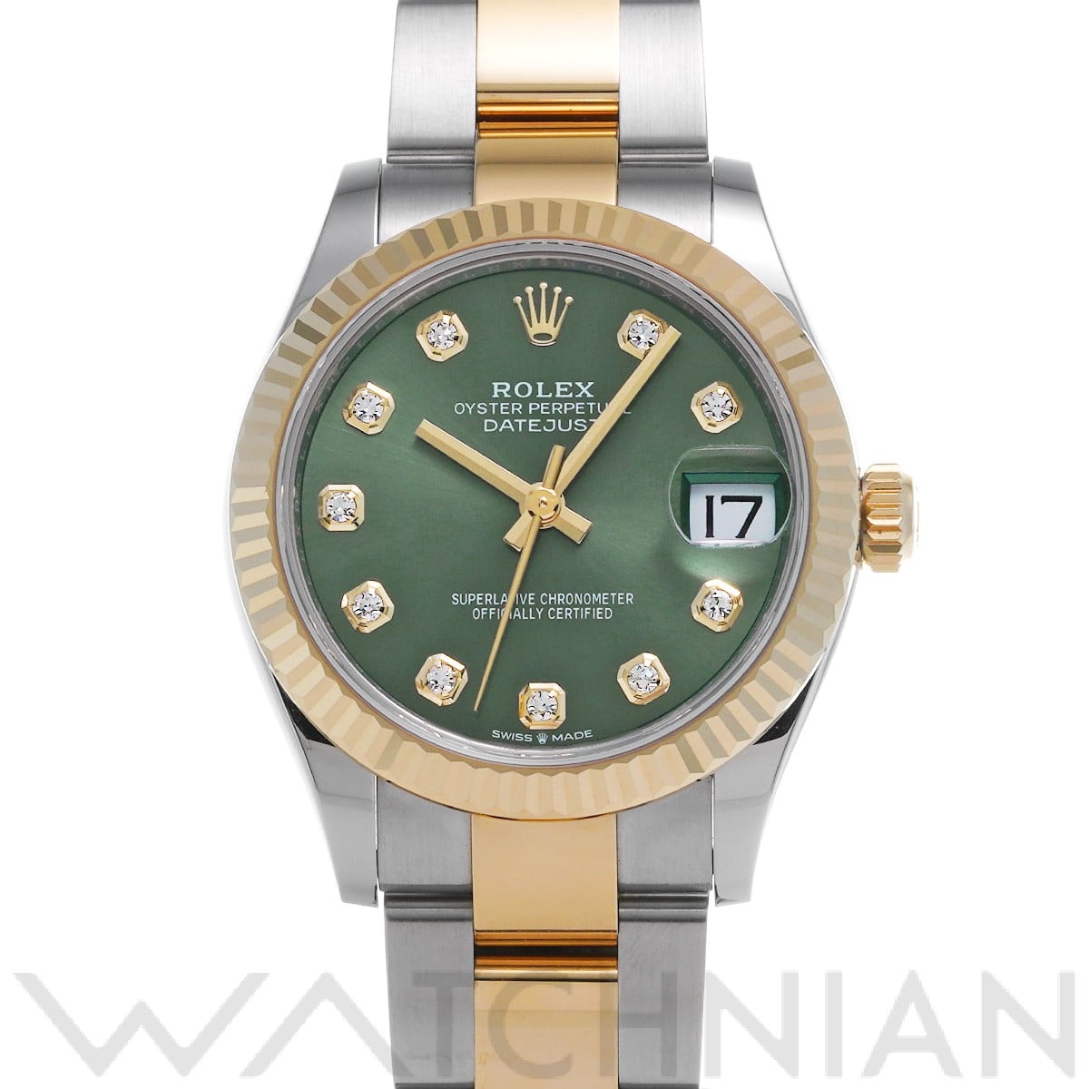 ロレックス デイトジャスト 31 278273G オリーブグリーン/ダイヤモンド ユニセックス 時計 【中古】【wristwatch】