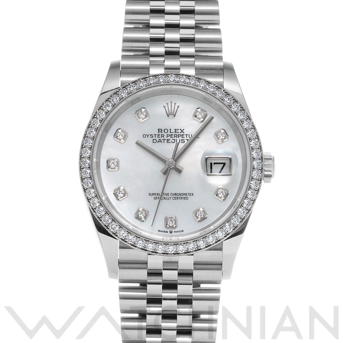 ロレックス デイトジャスト 36 126284RBR ホワイトシェル/ダイヤモンド メンズ 時計 【中古】【wristwatch】