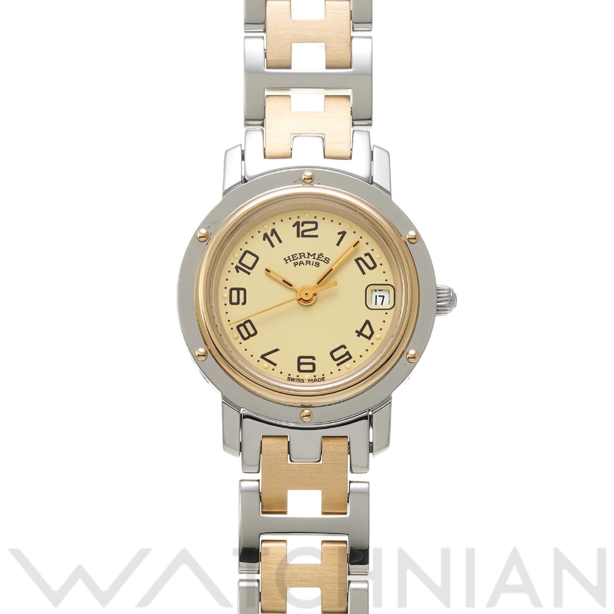 エルメス クリッパー CL4.220 アイボリー レディース 時計 【中古】【wristwatch】