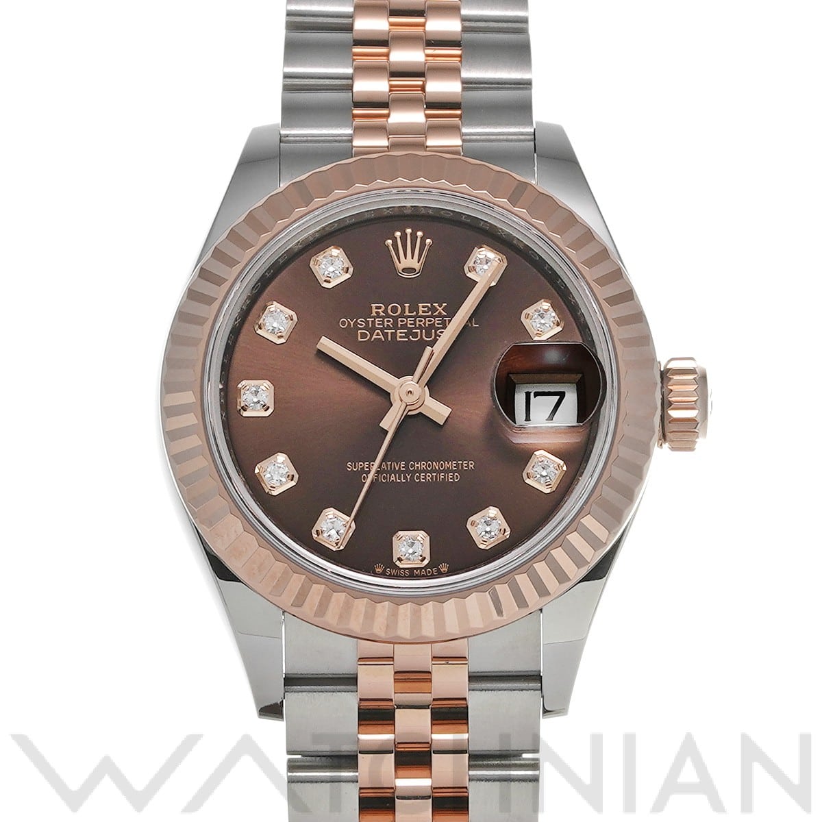 ロレックス レディ デイトジャスト 28 279171G チョコレート/ダイヤモンド レディース 時計 【中古】【wristwatch】