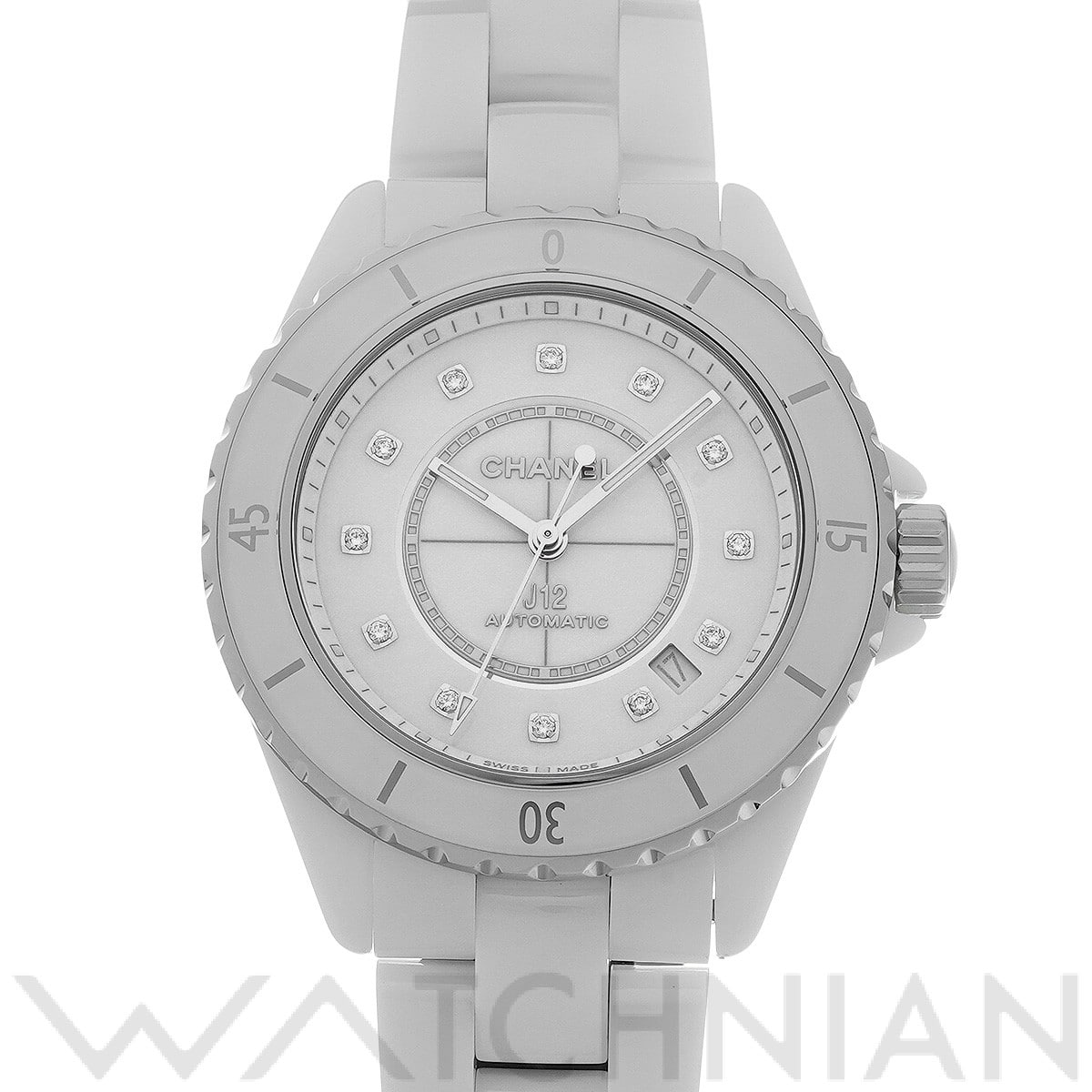 シャネル J12 キャリバー12.1 38MM H5705 ホワイトラッカー/ダイヤモンド メンズ 時計 【中古】【wristwatch】