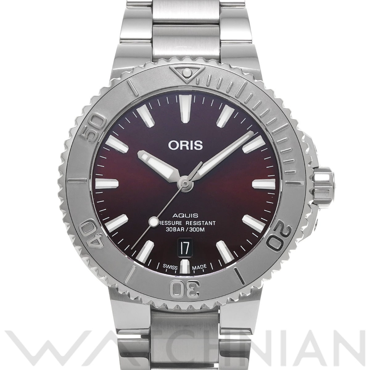 オリス アクイス デイト レリーフ 01 733 7766 4158 レッド メンズ 時計 【中古】【wristwatch】