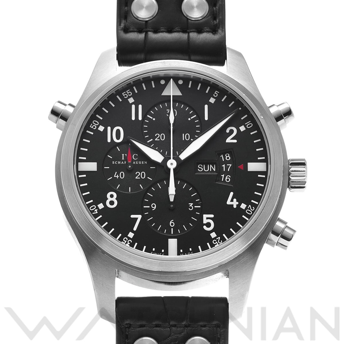 IWC パイロットウォッチ ダブルクロノグラフ IW377801 ブラック メンズ 時計 【中古】【wristwatch】