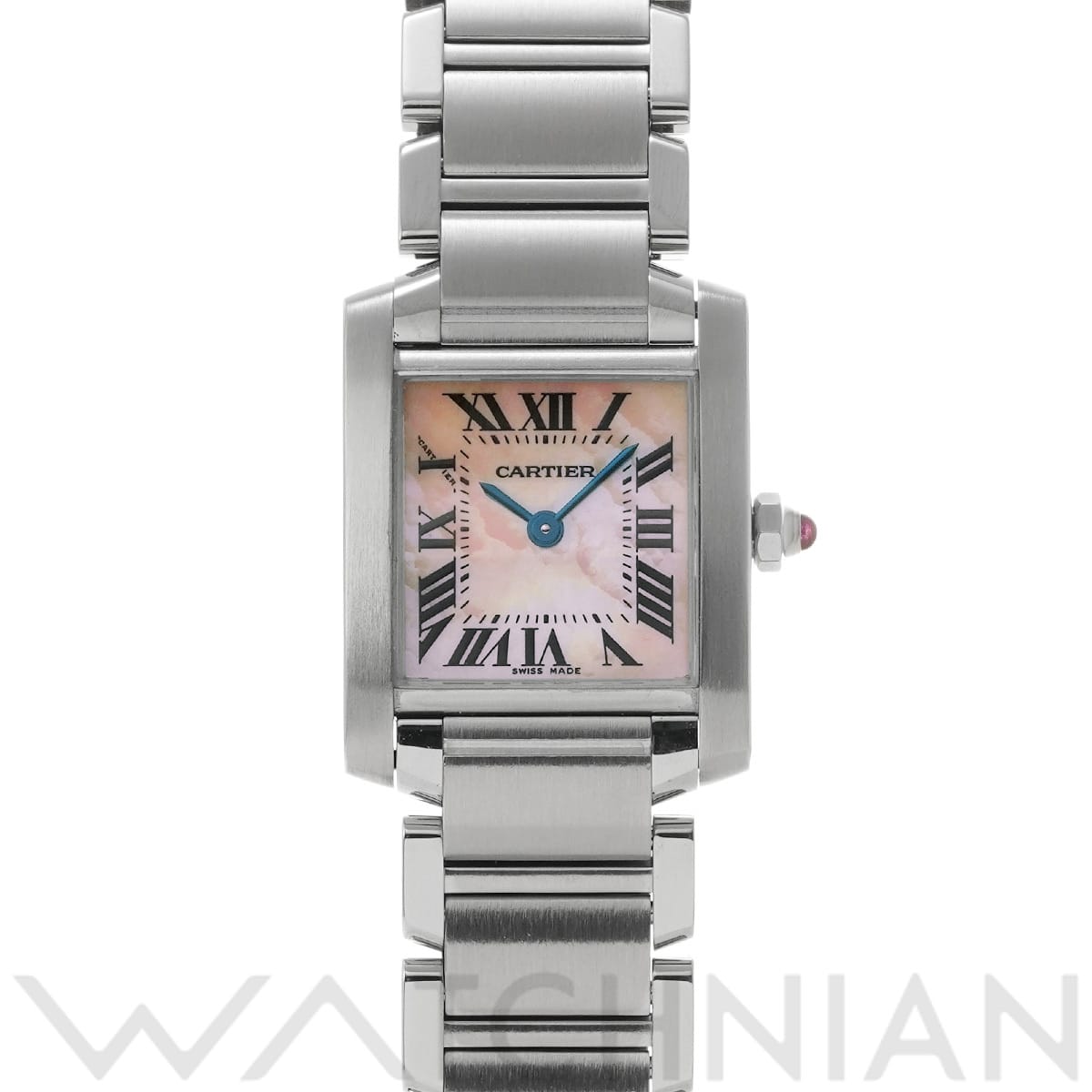 カルティエ タンク フランセーズ SM W51028Q3 ピンクシェル レディース 時計 【中古】【wristwatch】