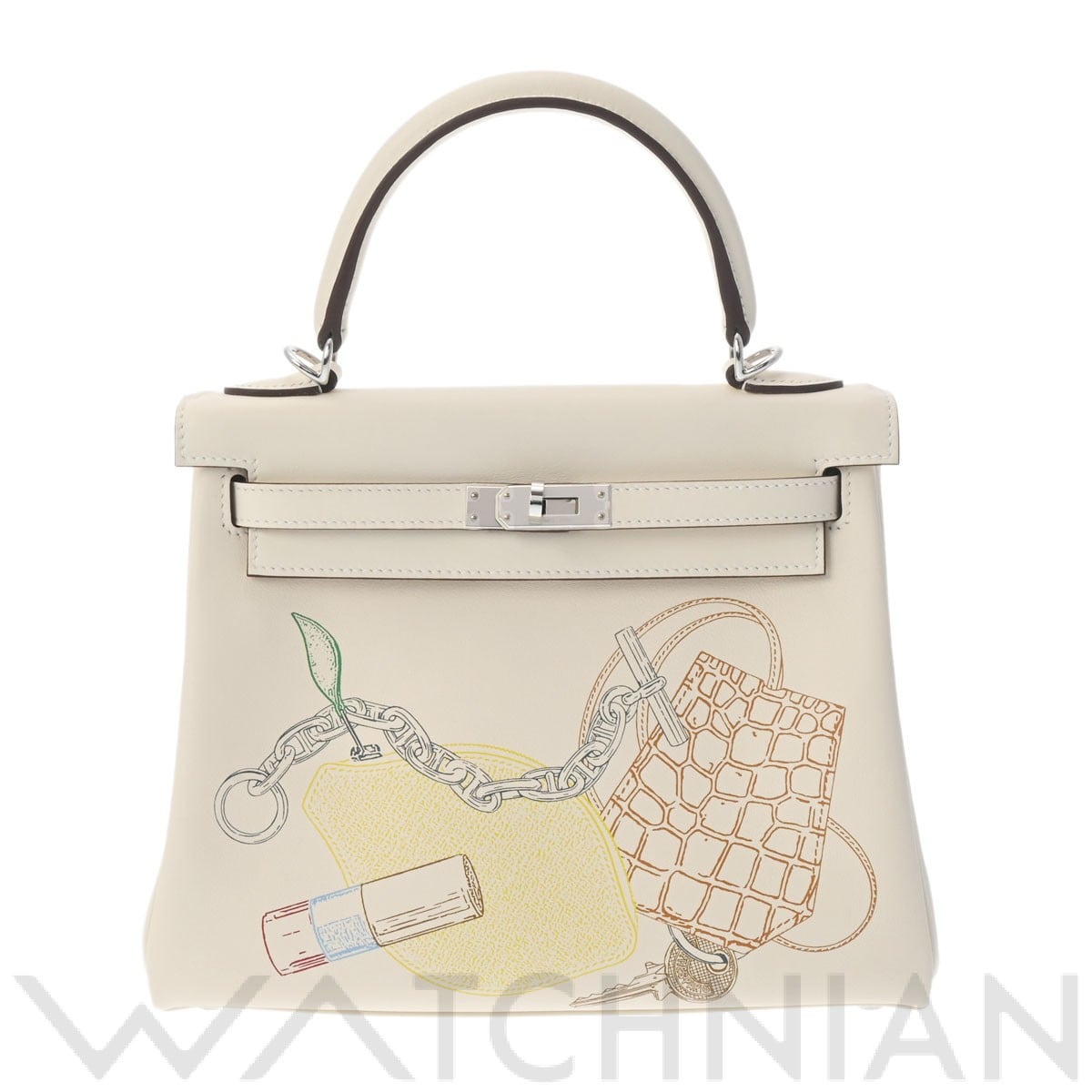 エルメス ケリー 25 内縫い インアンドアウト ナタ/パラジウム金具 ヴォースイフト レディース バッグ 【中古】【bag】