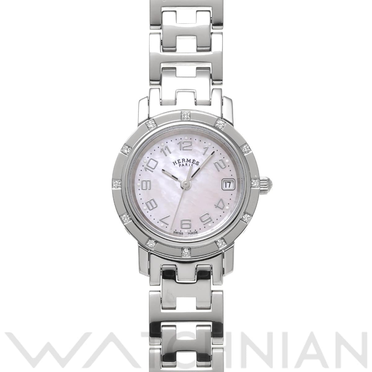 エルメス クリッパー ナクレ CL4.230 ピンクシェル レディース 時計 【中古】【wristwatch】