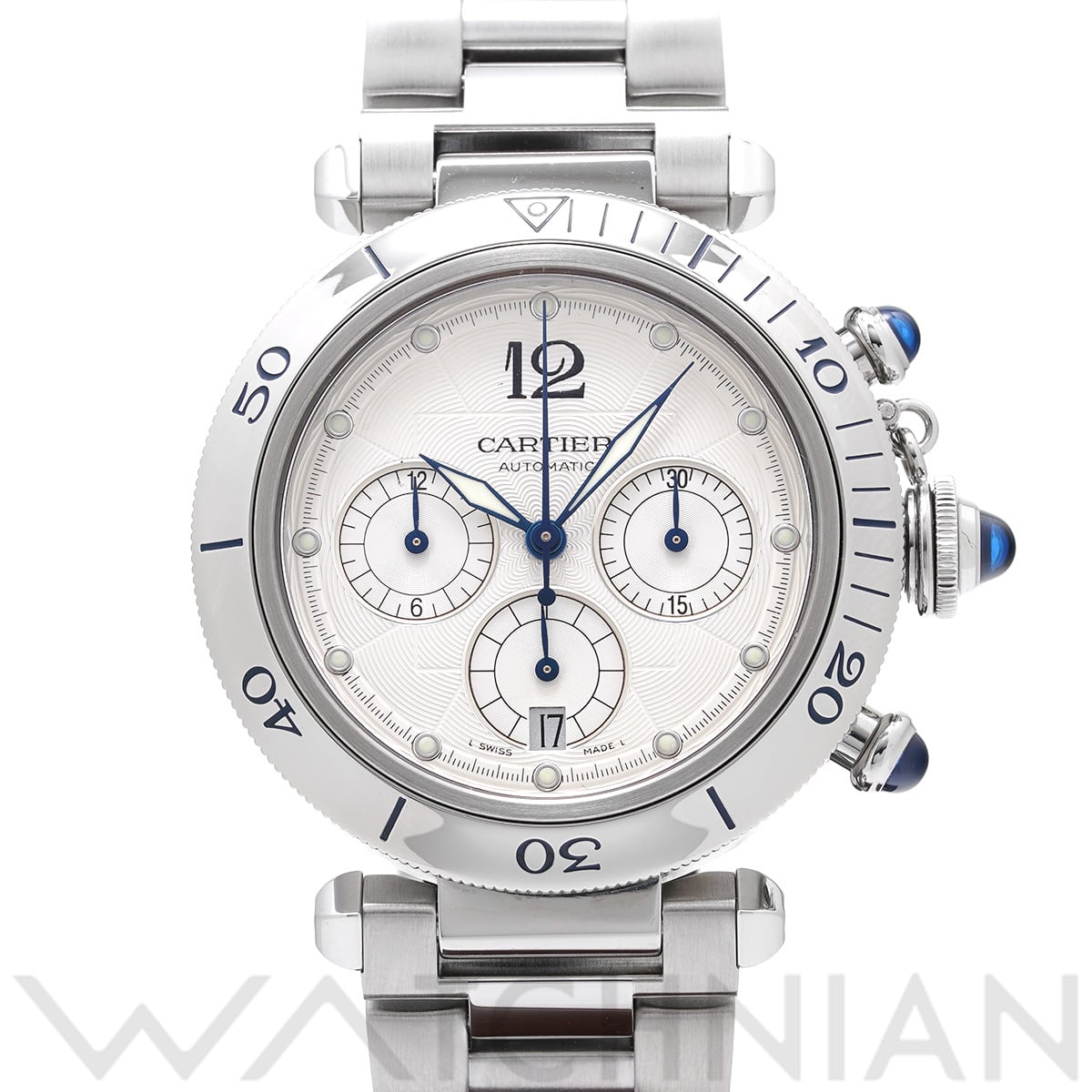 カルティエ パシャ ドゥ カルティエ クロノグラフ 38mm W31030H3 シルバー メンズ 時計 【中古】【wristwatch】